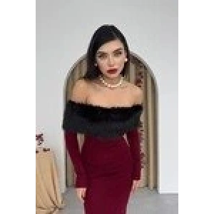 Bestia traplez Tüy Detaylı Elbise