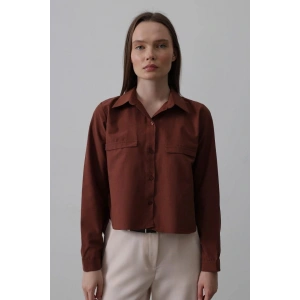 Cepli Uzun Kol Gömlek  Koyu Kahve