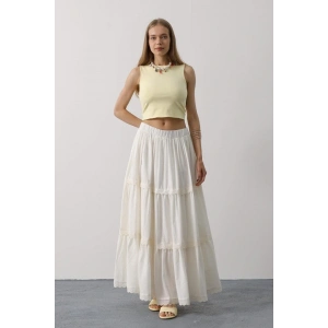 Dantel Detaylı Etek  Beyaz