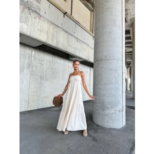 Dantelli askılı keten elbise s4310