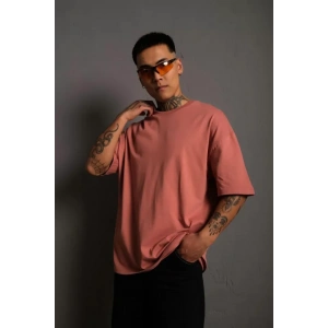 Erkek 24/1 Düz A Kalite Oversize Tshirt  Gül Kurusu