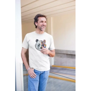 Erkek Bisiklet Yaka Baskılı Oversize Thirt  Beyaz