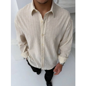 Erkek Çizgili Keten Gömlek