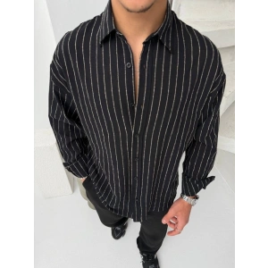 Erkek Çizgili Keten Gömlek