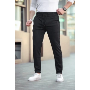 Erkek Diagonel ikro Dokulu Cepli Beli astilki Pantolon  iyah