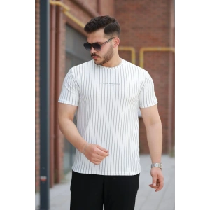Erkek Dikey çizgili Ottoman Kumaş Kısa Kollu Tshirt