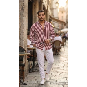 Erkek Dikey Çizgili Yarım Oversize Gömlek