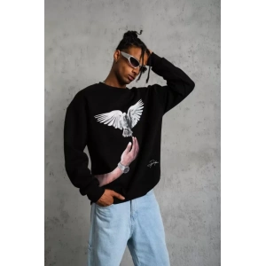 Erkek Güvercin Baskılı weatshirt  iyah