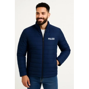 Erkek ikro u İtici Kapitone Baskılı Astarlı Fermuarlı Bomber ont  acivert