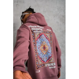 Erkek Kilim Desen Kapüşonlu weat  Gül Kurusu