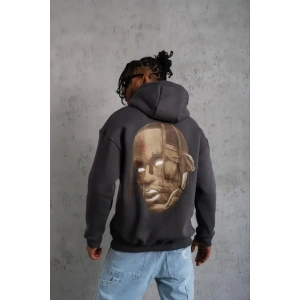 Erkek Kordonlu Arka aske Kordon açlı Kapüşonlu  Füme