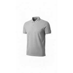 Erkek Pike Kumaş Düğmeli Yaka Regular Fit Günlük Kısa Kol Tişört Tshirt  Gri
