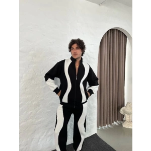 Erkek Premium Parçalı Eşofman Takım  Dik Yaka Fermuarlı weatshirt,  iyah