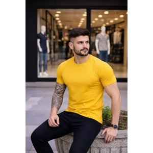 Erkek Thirt Bisiklet Yaka lim Fit Dar Kesim ikralı Tişört Günlük Basic Body  arı