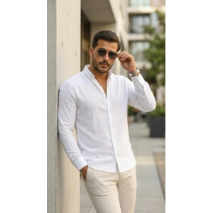 Erkek Uzun Kollu Rahat Keten Gömlek