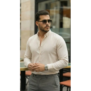Erkek Uzun Kollu Rahat Keten Gömlek