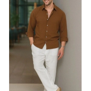 Erkek Uzun Kollu Regular ofya Keten Gömlek