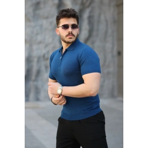 Erkek Viskon Kumaş Polo Yaka Desenli Tişört