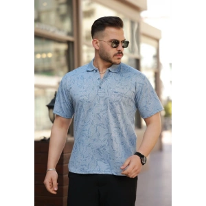 Erkek Yakalı Jakar Baskılı Kısa Kollu Tshirt