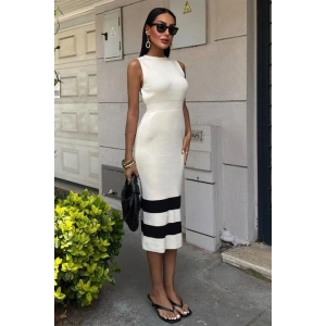 Etek Ucu Şerit Detaylı Triko Elbise 2831