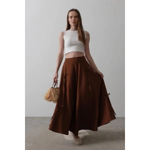 Fiyonk Kloş Etek  Kahve