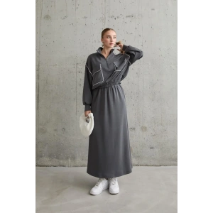 Füme Biyeli Sweatshirt Ve Etek Takım