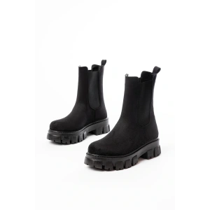 FZ-299 Siyah Süet Yüksek Tabanlı Lastikli Günlük Kadın Bot