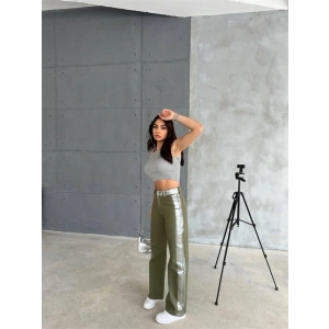 GABARDİN PALAZZO PANTOLON  Haki