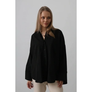 Geniş anşet Detaylı Gömlek  iyah