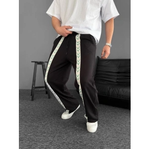 İki İplik Kumaş Şeritli Alt Esofman  iyah