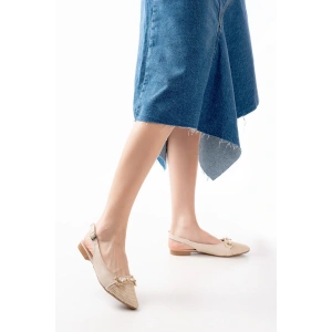 İNF-120 Ten Günlük Fileli Taş Aksesuarlı Kadın Babet