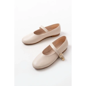 İNF-324 Bej Baretli Tokalı Günlük Kadın Babet