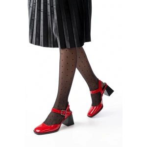 İNF-40450 Kırmızı Rugan Günlük Arkası Açık Topuklu Bayan Ayakkabı