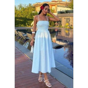 Sırtı Çapraz İpli Boncuk Detaylı Elbise 290208