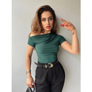 Kadın andy Kumaş Düşük Omuz Bluz