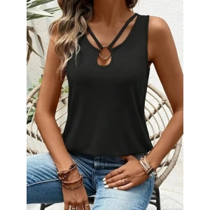 Kadın Askılı Yaka şerit Halka Detaylı Viskon Bluz