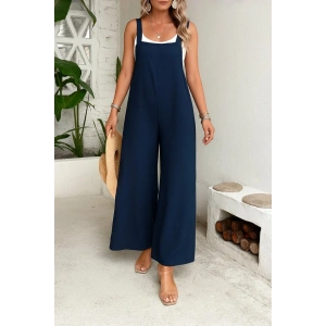 Kadın Askılı Yandan Fermuarlı Geniş Paçalı Valencia Tulum