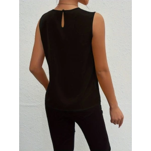 Kadın Askılı Yuvarlak Büzgü Yaka Sandy Bluz