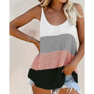 Kadın Askılı Yuvarlak Yaka Salaş Triko Bluz