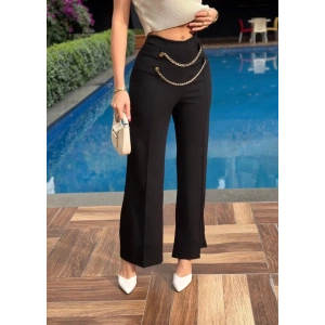 Kadın Beli Zincir Detay Ithal Krep Pantolon