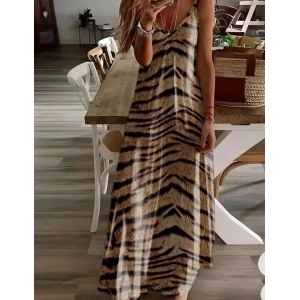 Kadın Dijital Baskılı uprem Kumaş Askılı Maxi Boy Elbise