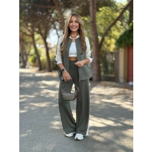 Kadın Hakim Yaka şerit Detay Hırka Ve Bol Paça Pantolon Ikili Takım