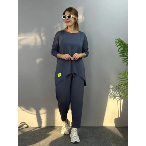 Kadın Iki Iplik Viskon Pamuk Kumaş Arma Detaylı Ikili Takım