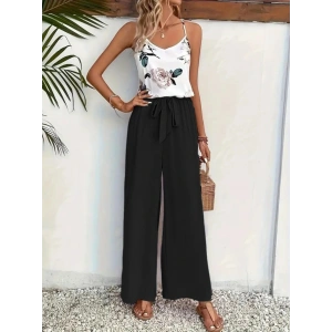 Kadın Ip Askılı V Yakalı Süprem Bluz Ve Aerobin Pantolon Ikili Takım