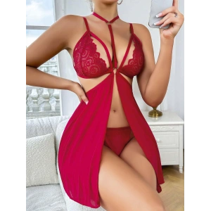 Kadın Kırmızı Fantezi Gecelik Tül  2164
