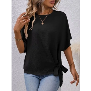 Kadın Kısa Kollu Bisiklet Yaka Yandan Bağcıklı Aerobin Bluz