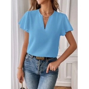 Kadın Kısa Kollu Kelebek Kollu V Yakalı Sandy Bluz