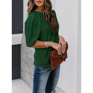 Kadın Kısa Kollu Pileli Balın Kol Bürümcük Bluz