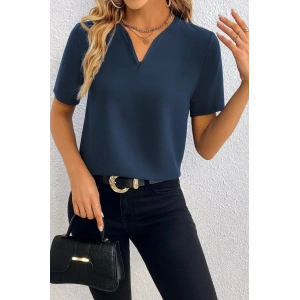 Kadın Kısa Kollu V Yakalı Ithal Krep Elbise