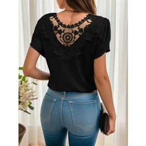 Kadın Kısa Kollu V Yakalı Viskon Bluz